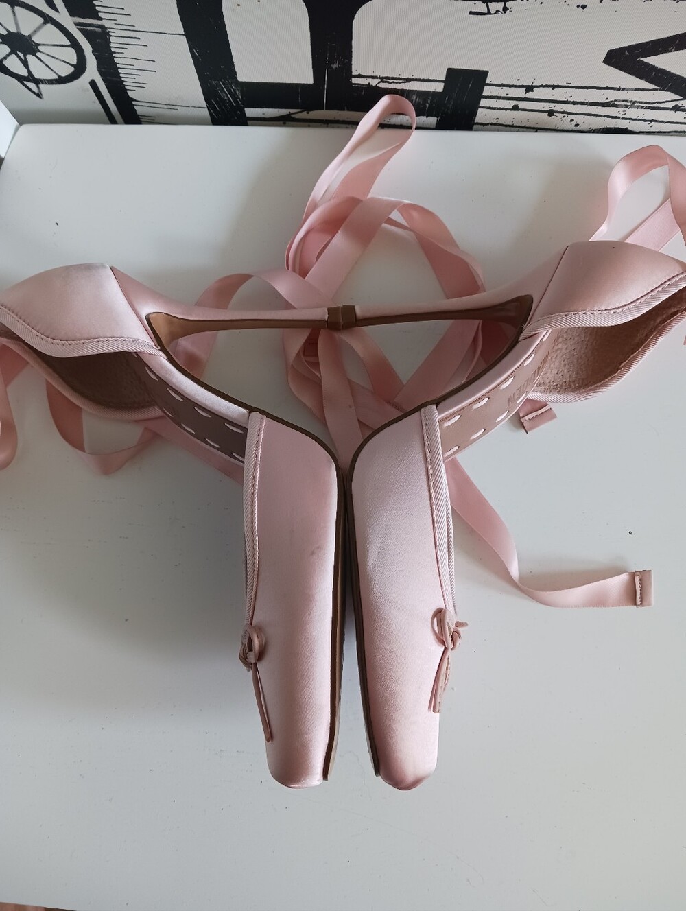 Steve Madden Blush Pink Satin Ankle Tie Ballet Heels Size 7.5 - Picture 9 of 13